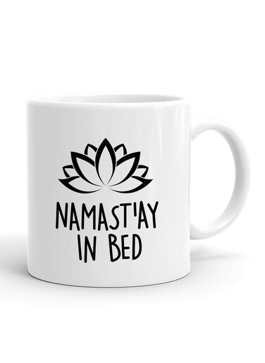 Your Wall Namast'ay in Bed Quote Printed Ceramic Coffee Mug 325ml - Perfect Gifting by Spoil Your Wall