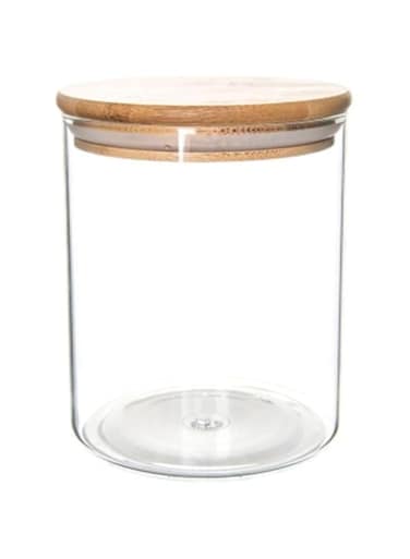 Honey Bee 500ML Round Glass with Bamboo Cover