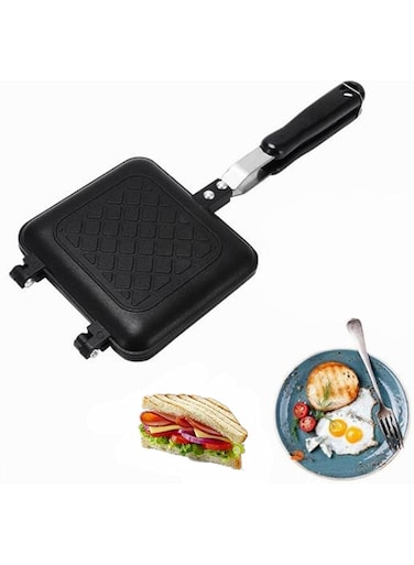 (About 16 x 14cm) Stove Top Toastie Maker Toasted Sandwich Maker Double Side Grill Pan Sandwich Toaster, Non-Stick Coating And Heat-Resistant Handles, Suitable For Outdoor Camping Grill Breakfast Use