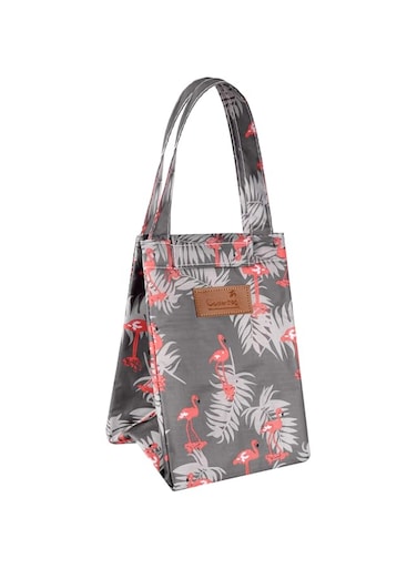 Cute Insulated Lunch Bag for Women &amp; Ladies Stylish Flamingo Lunch Box Organizer for Teen Girls Portable Bento Lunch Tote Bags for School Work Office (Flamingo - Grey)