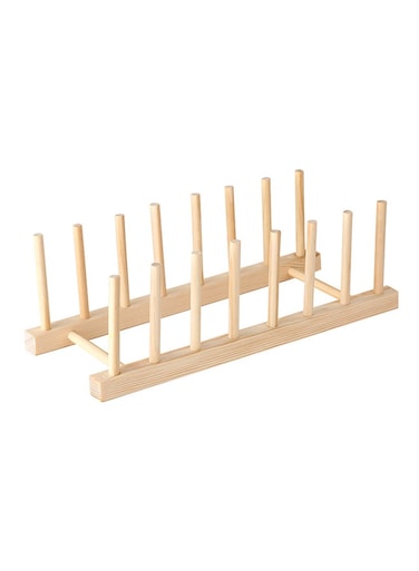 Multi-purpose Wooden Dish Rack Beige 21x12x10centimeter