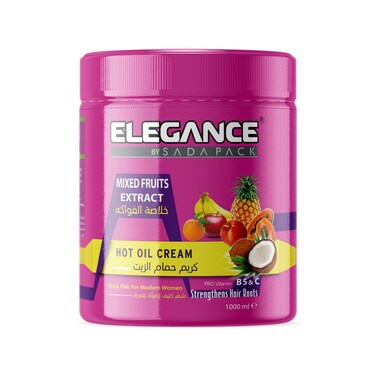 Elegance Hot Oil Keratin Cream - Mixed Fruits 1000ml - Advanced Hair Repair and Growth Treatment
