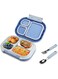 MUMOO BEAR Plastic Lunch Box Leakproof Bento Box Lunch Container with Fork and Spoon for Kids School Microwave Heating, 652 (Blue)