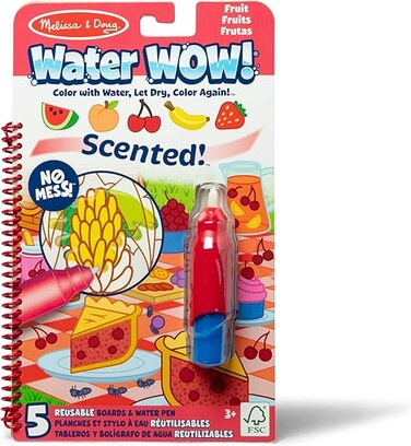 Melissa &amp; Doug Water Wow - Fruit Scented &ndash; Reusable Water-Reveal Activity Pad With 4 Scented Boards &amp; Refillable Pen &ndash; Mess-Free Scratch &amp; Sniff Learning Toy &ndash; Ages 3+, MD50286