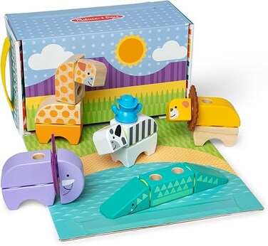 Melissa &amp; Doug Wooden Blockables Safari Play Set &ndash; 34-Piece Magnetic Building Blocks With Animals, Trees &amp; Scenery &ndash; Educational Fine Motor Skills &amp; Imaginative Play for Kids Ages 3+, MD50171