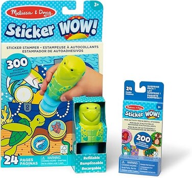 Melissa &amp; Doug Sticker WOW! &ndash; Turtle Bundle (New Refill) &ndash; Mess-Free Sticker Stamper With Turtle Activity Pad &ndash; Creative Fun for Fine Motor Skills &amp; Imaginative Play for Kids Ages 3+, MD50307