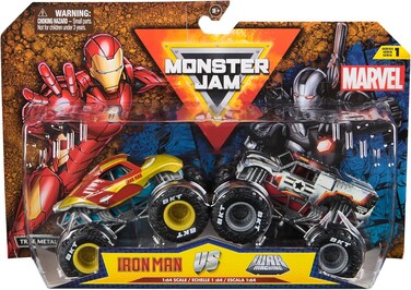 Monster Jam, Marvel Official Iron Man Vs. War Machine Die-Cast Monster Trucks, 1:64 Scale, Kids&rsquo; Toys For Boys and Girls Aged 3 and Up