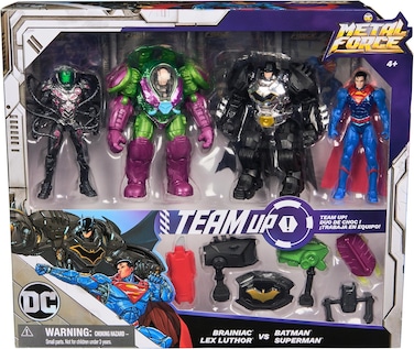 DC Metal Force Team Up Brainiac And Lex Luthor vs Batman And Superman Action Figures Set (10.16 cm)