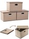 Organizer Drawer with Cover Foldable Fabric Storage Boxes Cloth Storage Organizer Drawer Storage Cubes Wardrobe Clothes Organizer Toys Storage Bin for Underwear Socks (Khaki-3Pcs)