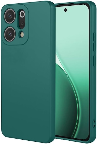 Case for Reno14, Liquid Gel Rubber Bumper Case with Soft Microfiber Lining Cushion Slim Shockproof Protective with Camera Protection Cover for Reno 14 5G (Green)