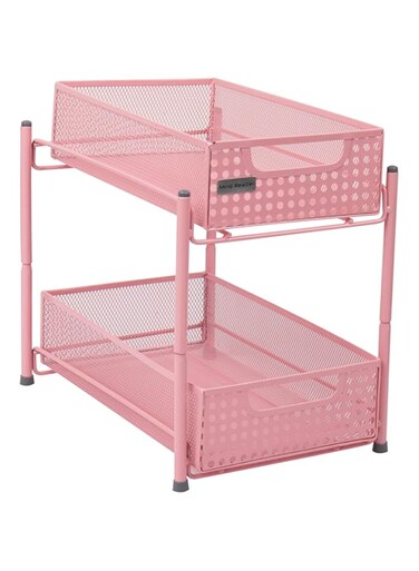 Mind Reader Cabinet, Mesh Storage Baskets Organizer, Home, Office, Kitchen, Bathroom, One Size, Pink 2 Tier Heavy Duty