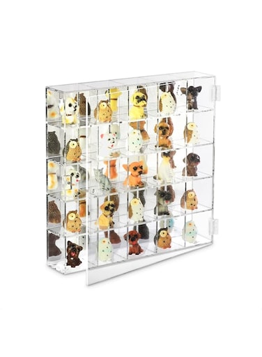 Ikee Design Mountable 25 Compartments Acrylic Display Case Cabinet Stand with Mirrored Back - Display Shelves for Collectibles, Gemstone and Figures, 10.7" W x 2 "D x 10.5" H