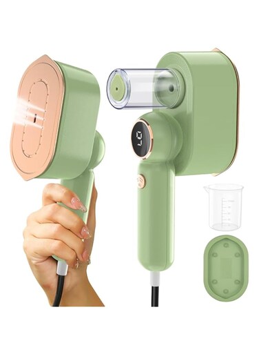 2-in-1 Mini Steam Iron Wet and Dry Iron Steamer, 1200W, 32g/min Continuous Steam, 9s Fast Heat-up Portable Travel Garment Steamer Digital Handheld Steamer 140ML Water Tank for Home Travel Office