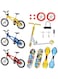 SYDA 18 Pcs Mini Finger Toys Set ,Fingerboard Skateboards Bikes Ripstik Scooter Tiny Swing Board Deck Fingertip Movement Bike Party Favors for Kids as Gifts Replacement Wheels and Tools