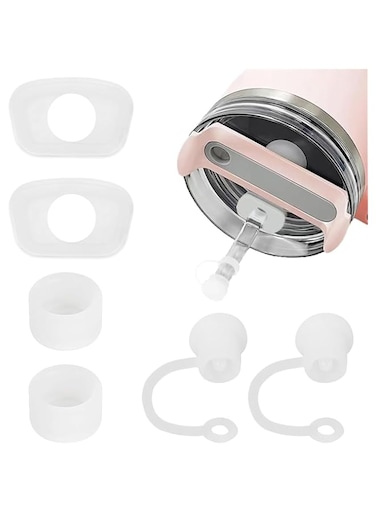 BananaHome 6pcs Silicone Spill Stopper Set,Compatible with Stanley Cup1.0&amp;2.0 40oz/ 30oz,Tumbler Accessories,Including Straw Cover Cap,Square Spill Stopper and Round Leak Stopper (Translucent(6pcs))