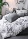 Home King-Size 6-Piece Marble Duvet Cover Set. Reversible Bedding Ensemble in Grey and White.