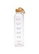 Cuisine Art Ross Motivation Borosilicate Glass Bottle 1000ml Glass Water Bottle with Time Marker, Leak Proof Bpa Free Motivational Water Bottle with Bamboo Lid For Sports, Outdoors, Office and Home