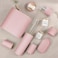 10 Piece Pink Bamboo Plastic Bathroom Accessories Set