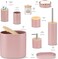 10 Piece Pink Bamboo Plastic Bathroom Accessories Set