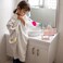 10 Piece Pink Bamboo Plastic Bathroom Accessories Set