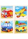 Wooden jigsaw puzzle for kids, pack of 4 puzzles set (Police car, airplane, fire truck &amp; ambulance bus) for toddlers and kids. Children's early learning &amp; educational toys