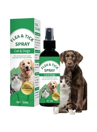 Pet Deworming Liquid, Flea &amp; Tick Spray for Dogs &amp; Cats 100ml, Natural, Allergen Free, Eco-Friendly, Organic Lavender and 6 Other Essential Oils, Care Cleanser Treatment for Fleas, Ticks &amp; Mosquitos