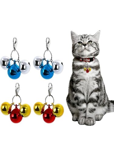 12 Bells Cat Dog Collar Bells, 4 Sets Jingle Bell for Cat Collar Dog Collar Charms Colourful Small Bells with Clasps Pet Collar Accessories Festival Party DIY Decoration (12 Bells)