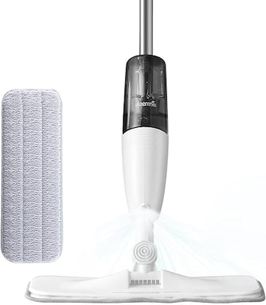 TB500 Water Spray Mop Carbon Fiber Dust Collector 360&deg; Rotating 350ml Tank Waxing Mop   Quick-Drying   95cm Wide Spray Area   Lightweight   Add Disinfectant Water   2ml Fine Mist - White