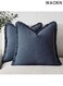 Set of 2 Decorative Linen Fringe Throw Pillow Covers , Cozy Boho Farmhouse Cushion Cover with Tassels Soft Accent Pillowcase , suitable for Couch Sofa Bed Living Room Home Decor , soft and comfortable , 45&Atilde;&mdash;45 cm , Blue .