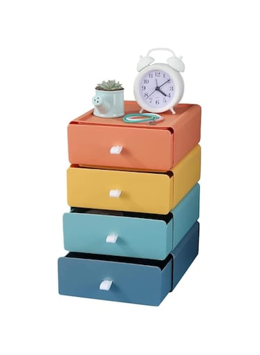 Lomeshow Desk Organizer,4 Tier Stackable Storage Drawers Desk Storage Box,Office Organizer with 4 Drawers for, Desktop, Dressing Table, Office, Home ，Compact Storage Organization Drawers