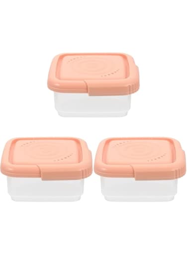 KASTWAVE Mini Plastic Cheese Holder with Cover, 3pcs Cheese Slice Crisper Nut Butters Containers, Butter Cheese Cases Fridge Mini Storage, PP Food Box, Pink