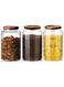 Airtight Glass Storage Jar with Acacia Wood Air-tight Lid,3 Pack Borosilicate Glass Kitchen Canisters 3000ml