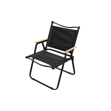 Foldable Outdoor Camping Chair with Wooden Armrests &ndash; Lightweight, Durable &amp; Portable Seat