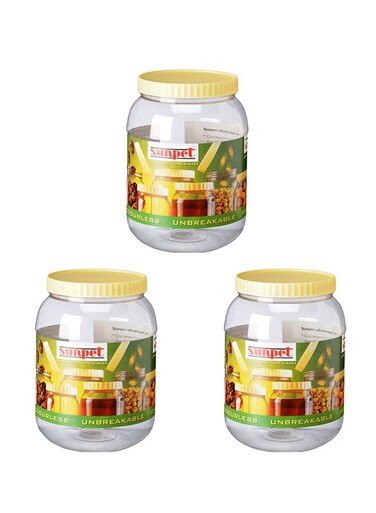 3-Piece Plastic Container Set Clear/Yellow 300ml