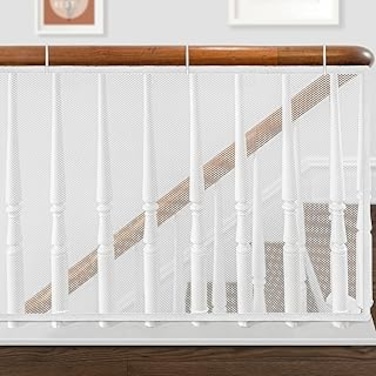 Gudui Banister Guard, Safe Rail, Deck Balcony &amp; Stairway Safety Net for Indoor and Outdoor 6.56ft L x 2.6ft H - Baby Proofing, Child Safety, Stair Railing Net; Pet; Toy; Protector
