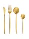 Bestdin Matte Gold Cutlery Sets 16 Pieces, Elegant Stainless Steel Cutlery Set, Kitchen Cutlery Set for 4 People, Suitable for Home/Party/Restaurant, Gold Titanium Coating and Dishwasher Safe