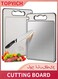 304 Stainless Steel Double Sided Cutting Board, 36.5&Atilde;&mdash;24.8cm Non-Slip Chopping Board with Sharpener, Food Safe Kitchen Prep Board