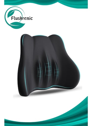 Lumbar support pillow, memory foam lumbar pillow for relieving back pain, office chair back support pillow, car seat - black