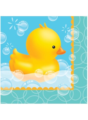 Creative Converting 16 Count 3 Ply Bubble Bath Lunch Napkins, Blue/Yellow