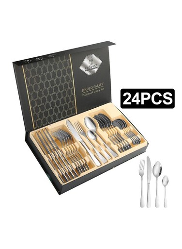 High Quality Stainless Steel 24pcs Knife Fork And Spoon Wedding Gift Box Cutlery Set