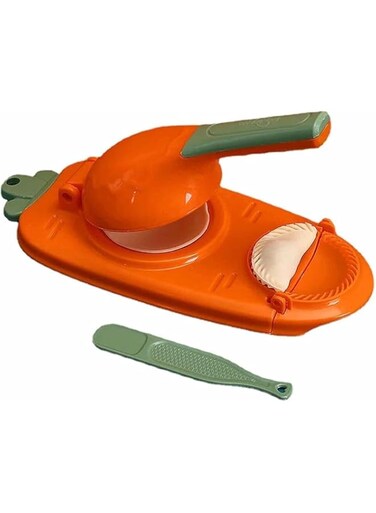 Timber Kitchen Manual Small 2in1 Dumpling Maker Machine, Dumpling Skin Shape Manual Dough Press Dumpling Orange