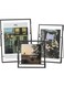 Benting Set of 3 Glass Photo Frame Collection - Modern Metal Geometric Picture Frame with Glass Cover,Metal Tabletop Standing Glass Floating Picture Frame Home Decor Artwork Photo Display (Black)