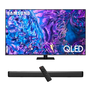 Samsung 75-Inch QLED 4K Q70D Tizen OS Smart TV with 4K AI Upscaling, Quantum Dot, AirSlim Design With 2.0 Channel Soundbar 30W, HDMI ARC, Bluetooth, USB, MP3, FM Station