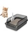 Cat Litter Box Large XVersion 18L Open Top Litter Box with High Sides, Anti-Splash, Semi-Enclosed Cat Toilet,Cat litter tray,Easy Cleaning Cat Sandbox with Scoop L52 x W35 x H20cm (Semi-Enclosed Grey)
