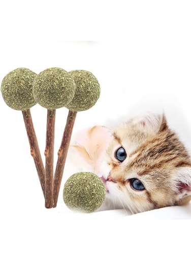 Cooci Catnip Ball Silvervine Sticks for Cats, Organic Catnip Sticks Matatabi Chew Sticks Teeth Molar Chew Toys Cat Dental Toy for Cat Kitten Kitty