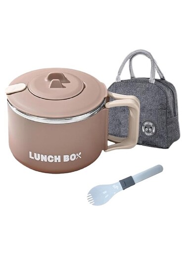 Stainless Steel Lunch Box for Kid School, Insulated Bento Lunch Box, Lunch Containers with Lids Foldable Handle, Leakproof   BFA Free   Dishwasher Safe (Round)