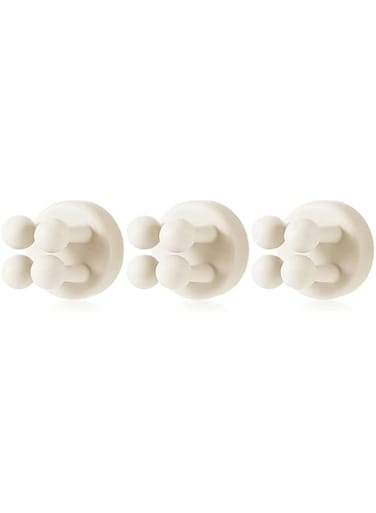 Kg20 Self Adhesive Hooks Holders for Hanging Towel Key Clothes Plug Cable, Silicone Hooks Stick to Wall Door, Functional Utility Holders Wide Use for Kitchen Bathroom Home Office ( 3 Pieces) (BEIGE)