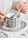 Cappuccino Grid lines Coffee Cup Saucer Set
