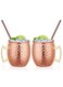 Set Solid Pure Copper Hammered Mugs Handcrafted Cups of 2 Mugs Straws in a Box