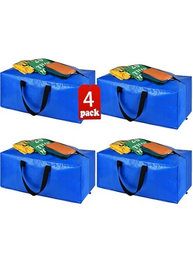 FALAHOM 4 Pack Moving Bags, Storage Totes, Extra Large Storage Bags for Moving Supplies, College Dorm Essentials, Packing Bags with Backpack Handles Zipper Compatible with IKEA Frakta Cart (4 PACK)